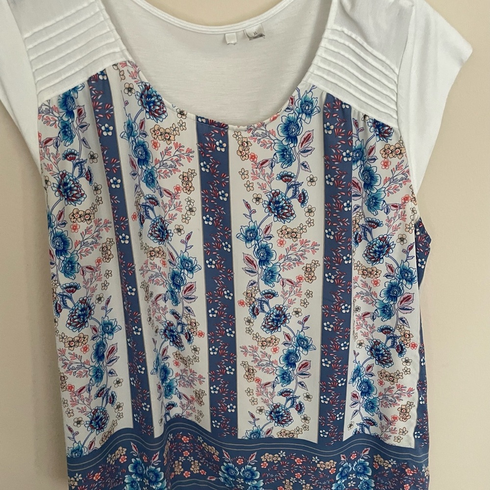 Blue & White Floral Top